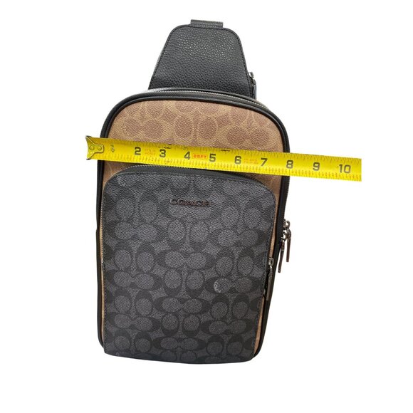 Coach Mens Signature brown black Canvas Leather Sling Pack Bag SKU 9121 - Picture 3 of 16